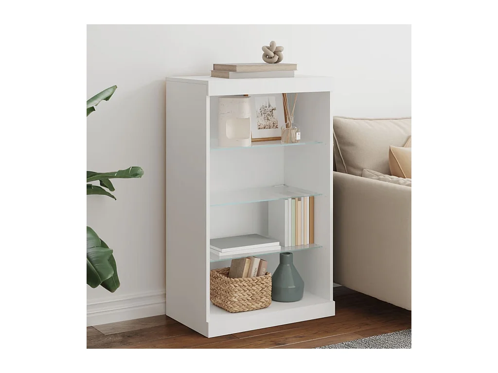 Buffet avec lumières LED blanc 60,5x37x100 cm FR21065