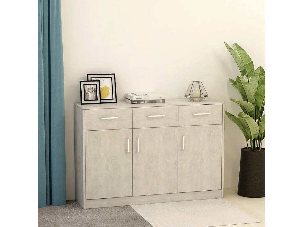 Dressoir 110x30x75 cm bewerkt hout betongrijs BE590815