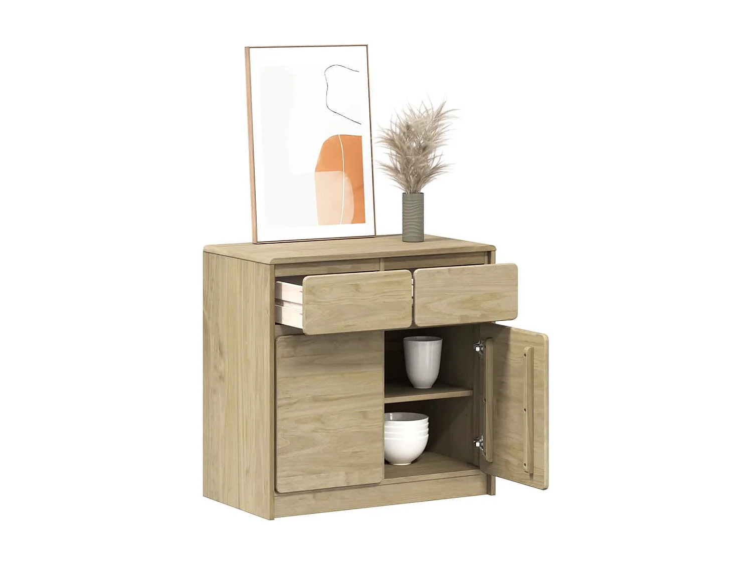 Buffet SAUDA chêne 80x43x75,5 cm bois massif de pin FR15966