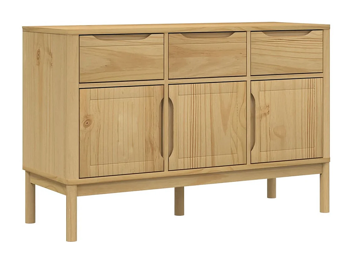 Aparador FLORO madera maciza de pino marrón cera 114x43x74 cm ES876285