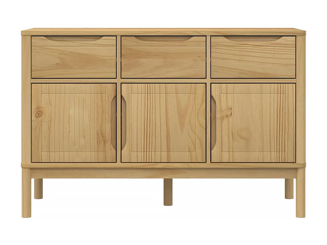 Aparador FLORO madera maciza de pino marrón cera 114x43x74 cm ES876285