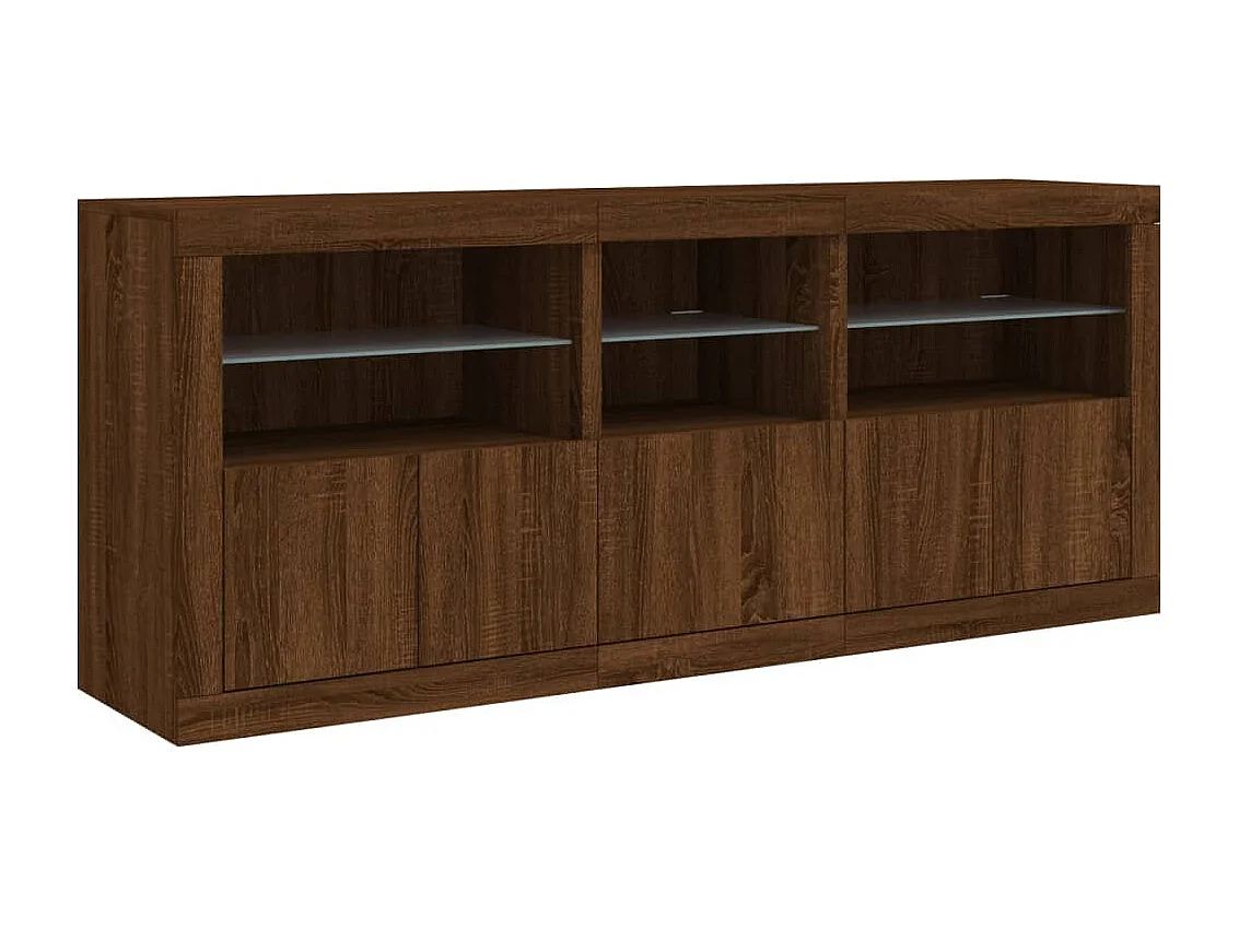 Buffet avec lumières LED chêne marron 162x37x67 cm FR99097