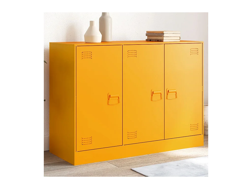 Buffet jaune moutarde 99x39x73 cm acier FR34165