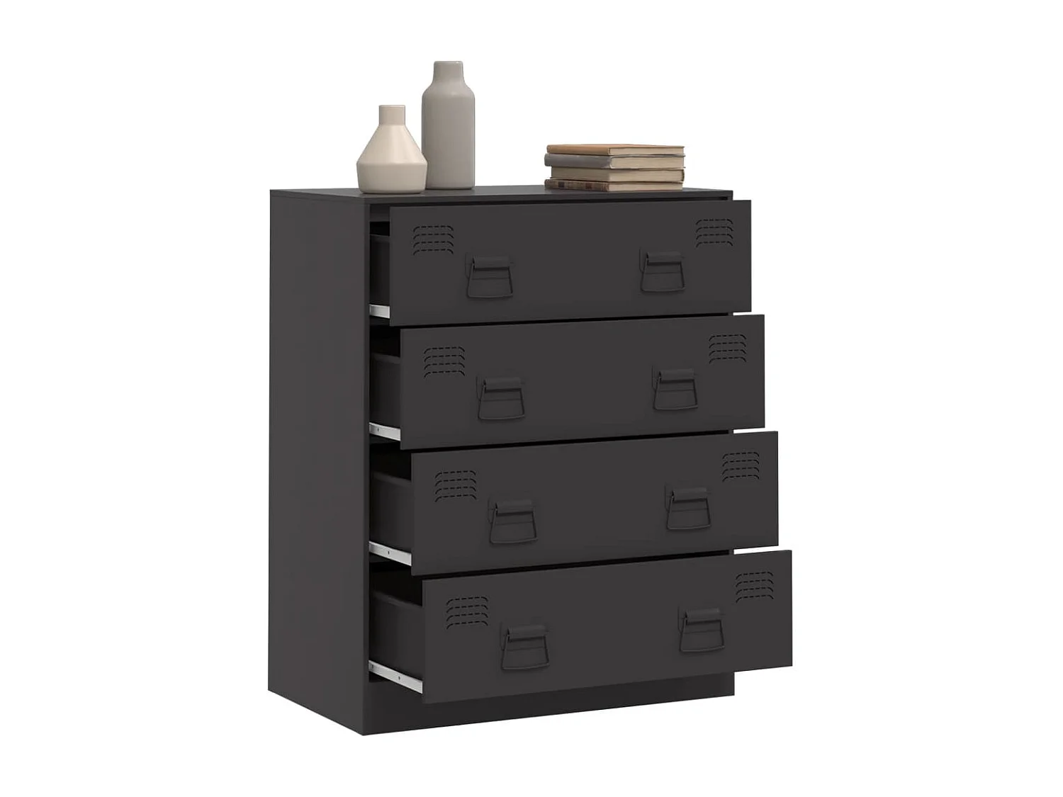 Buffet noir 67x39x83 cm acier FR54824