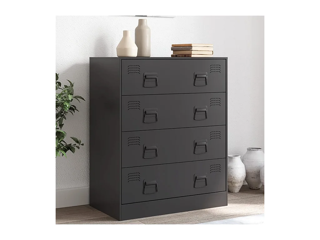 Buffet noir 67x39x83 cm acier FR54824
