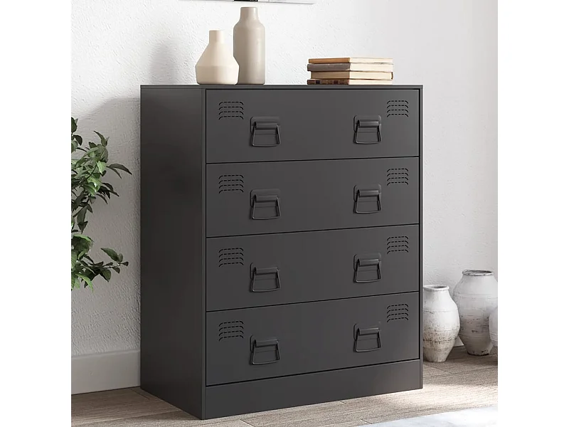 Dressoir 67x39x83 cm staal zwart BE468727