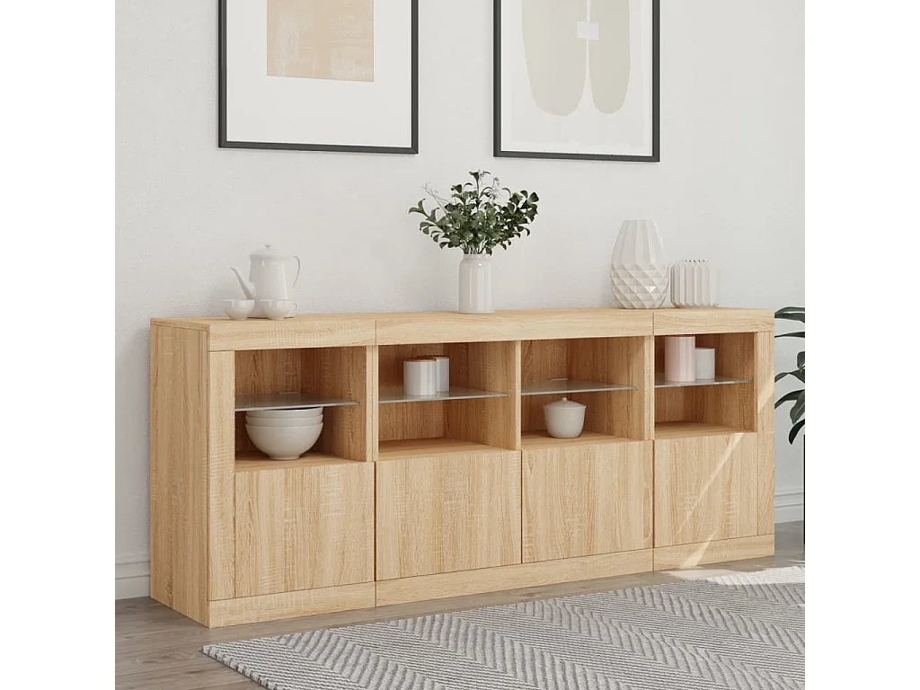 Aparador com luzes LED 163x37x67 cm carvalho sonoma PT360091