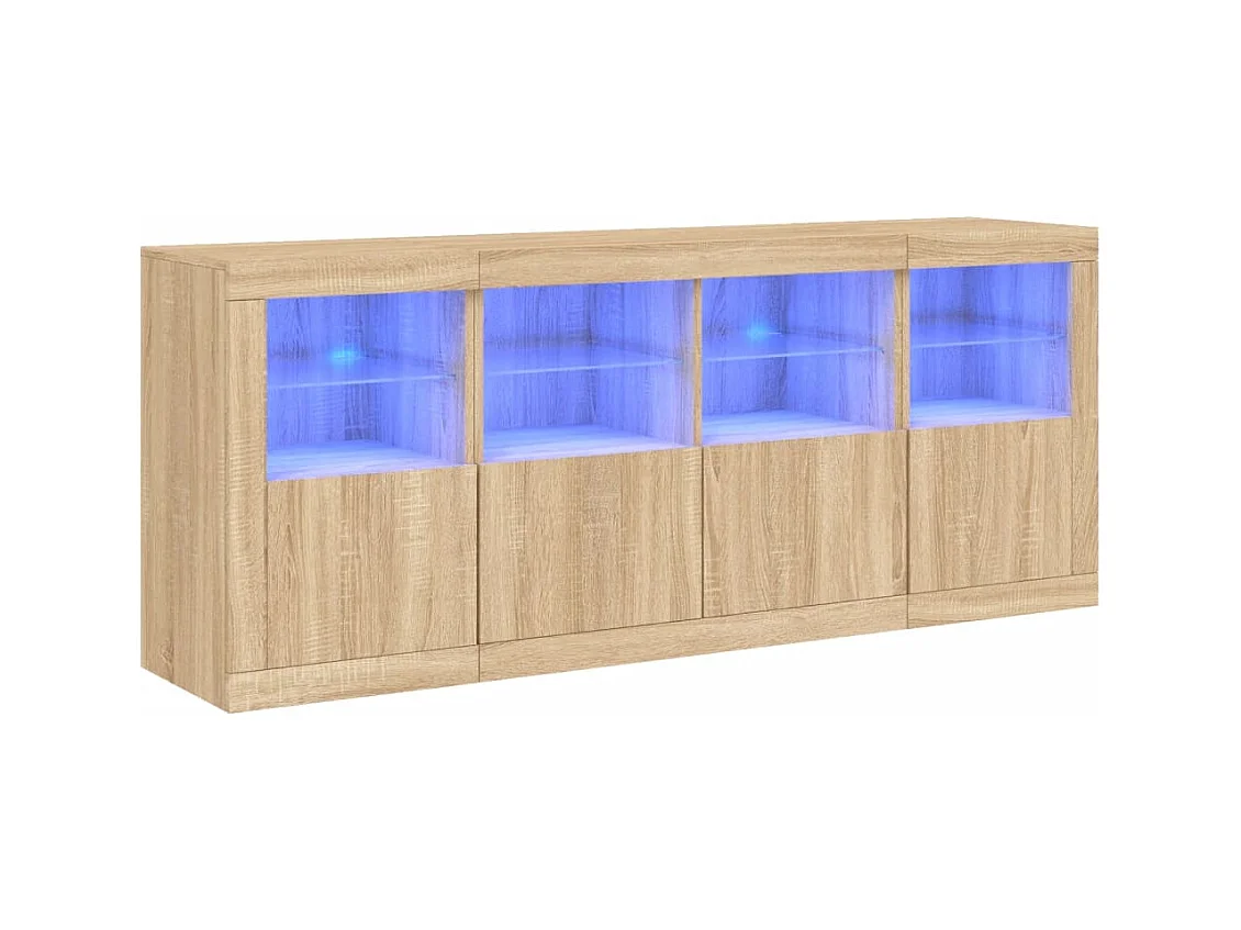 Aparador con luces LED roble Sonoma 163x37x67 cm ES103483