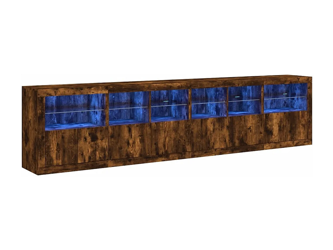 Dressoir met LED-verlichting 283,5x37x67 cm gerookt eikenkleur BE610944