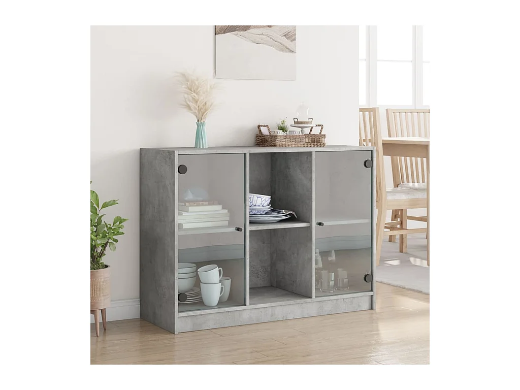 Buffet gris béton 102x37x75,5 cm bois d'ingénierie FR19475