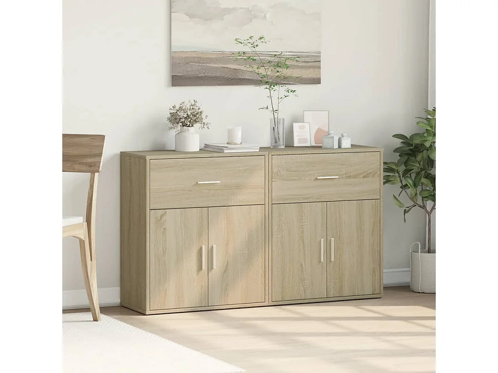 Buffets 2 pcs chêne sonoma 60x31x70 cm bois d'ingénierie FR11684