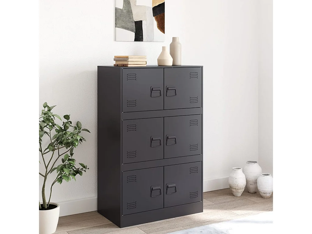 Buffet noir 67x39x107 cm acier FR80799