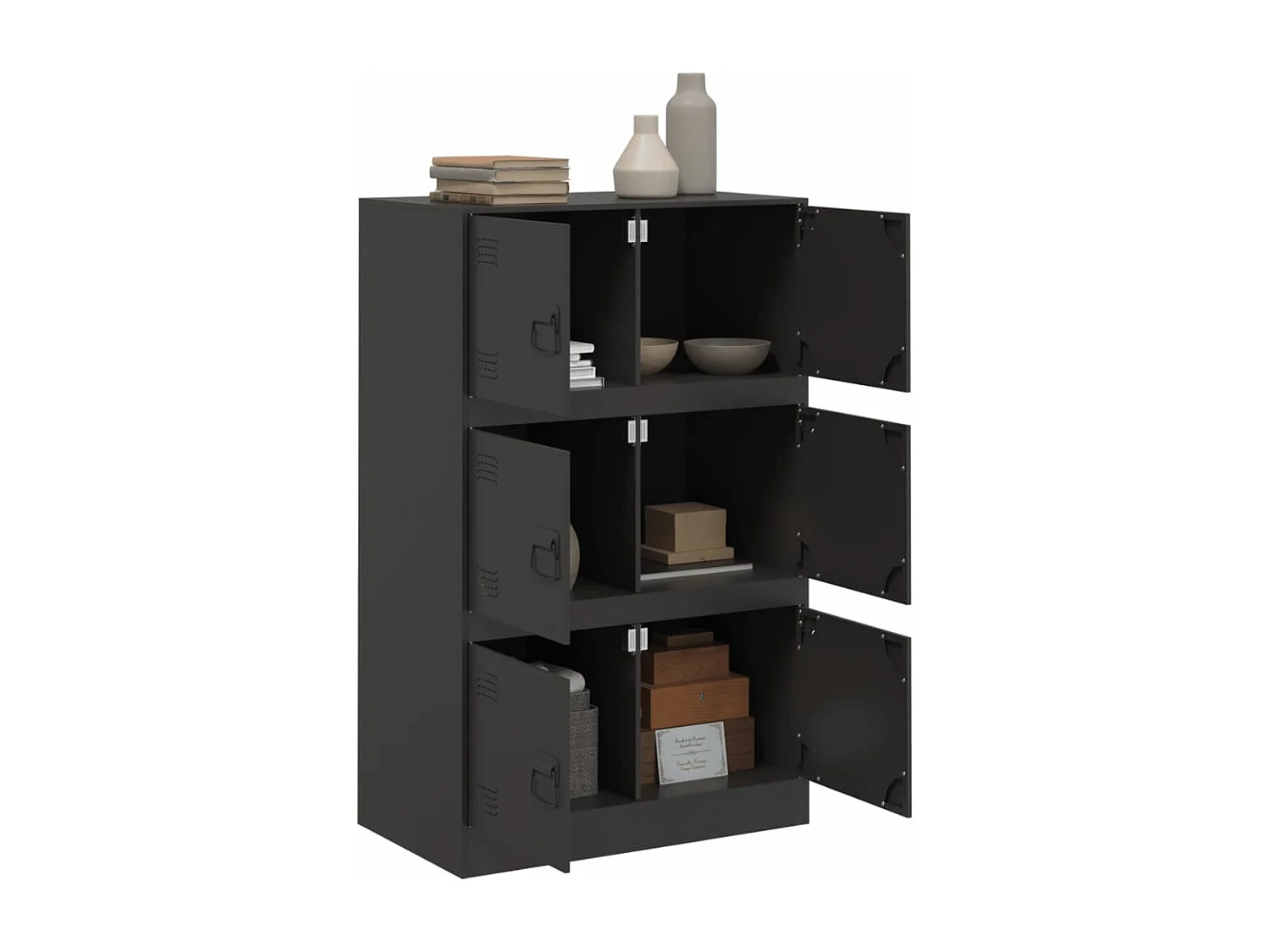 Buffet noir 67x39x107 cm acier FR80799