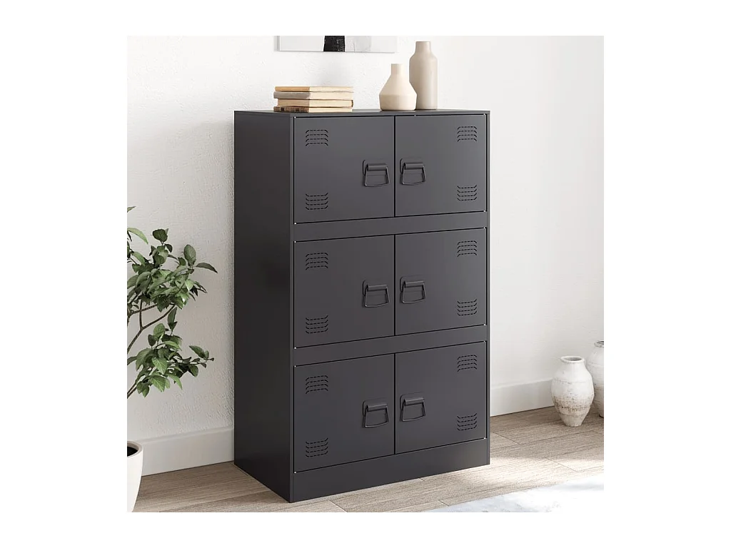 Buffet noir 67x39x107 cm acier FR80799