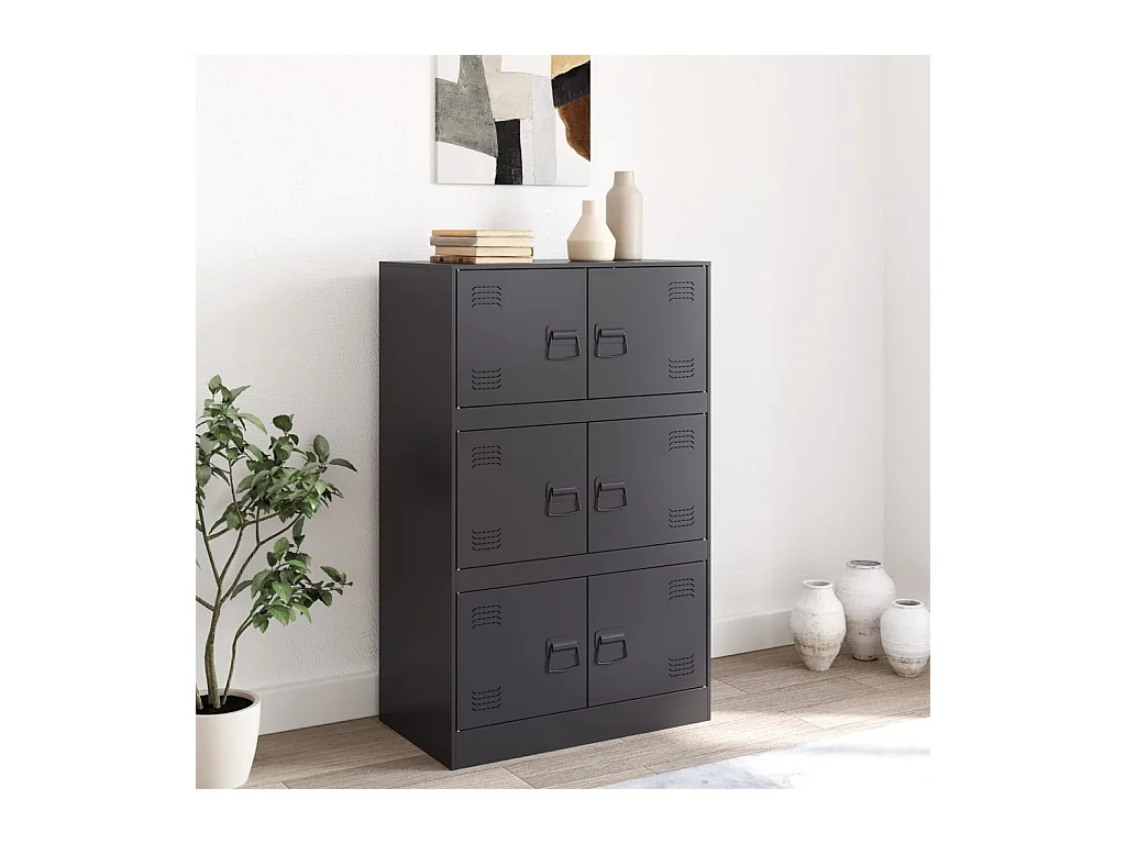 Buffet noir 67x39x107 cm acier FR80799