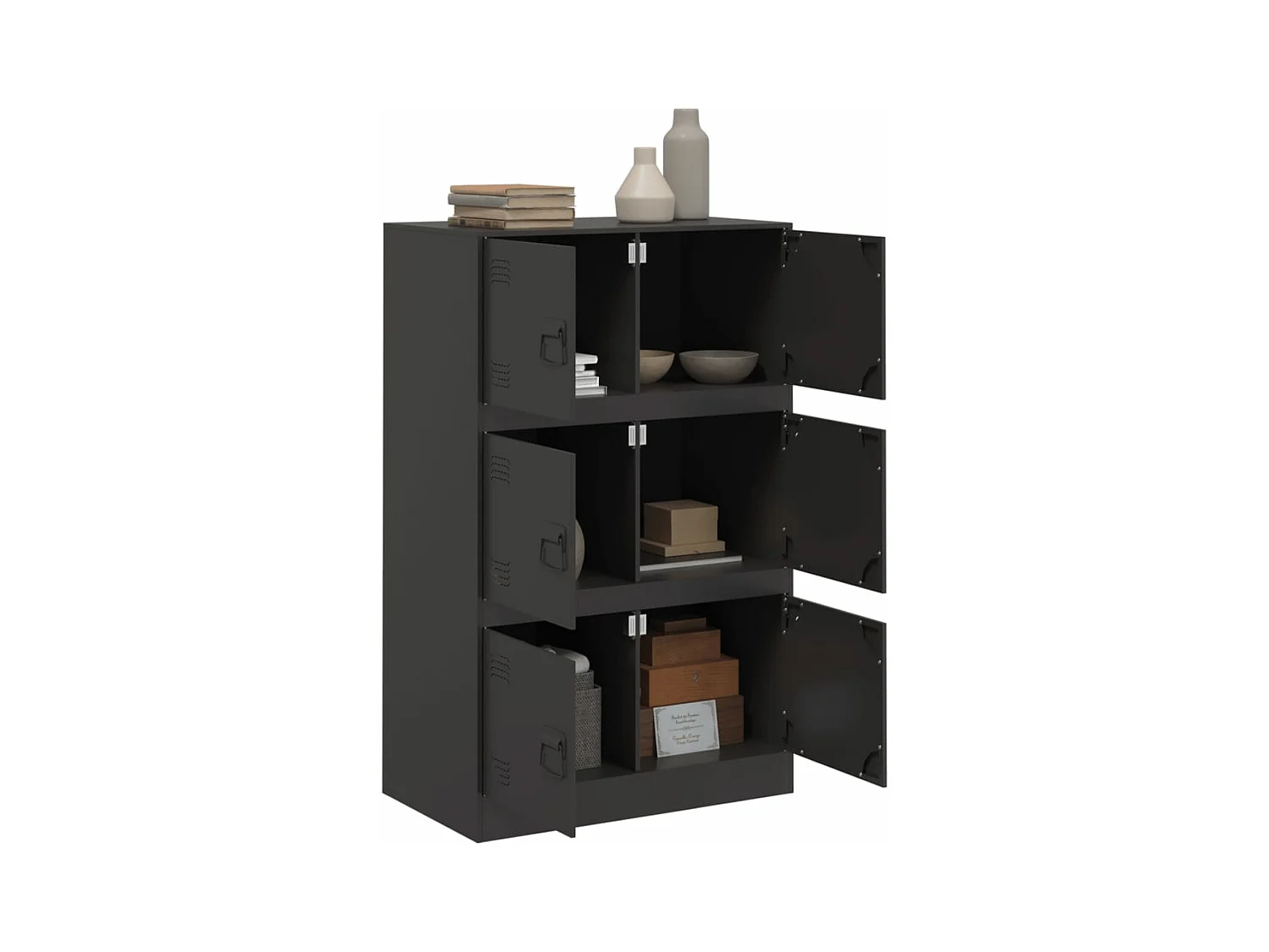 Buffet noir 67x39x107 cm acier FR80799