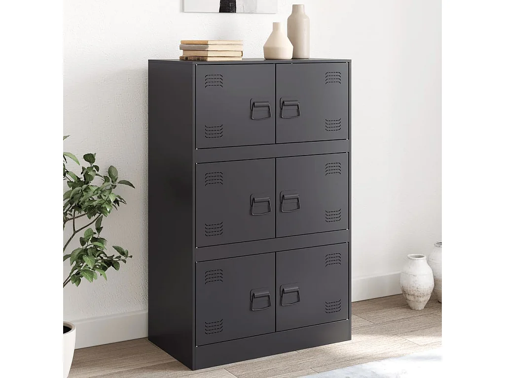 Buffet noir 67x39x107 cm acier FR80799