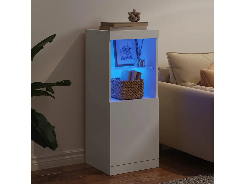 Buffet avec lumières LED blanc 41x37x100 cm FR39760