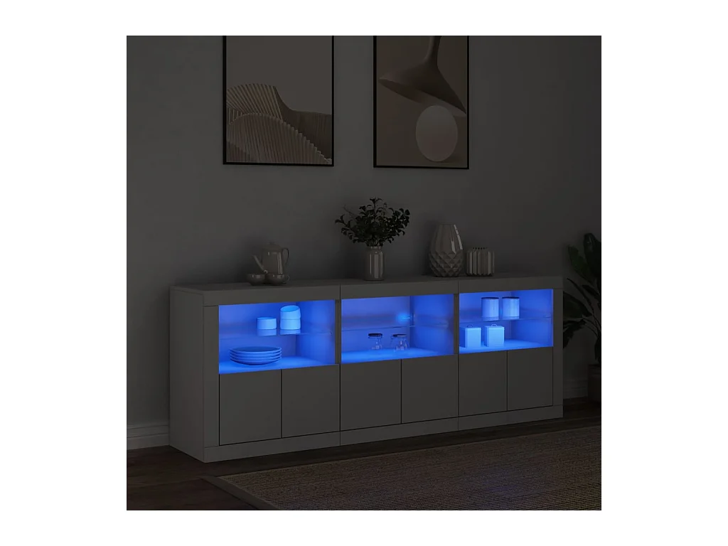 Buffet avec lumières LED blanc 181,5x37x67 cm FR29814