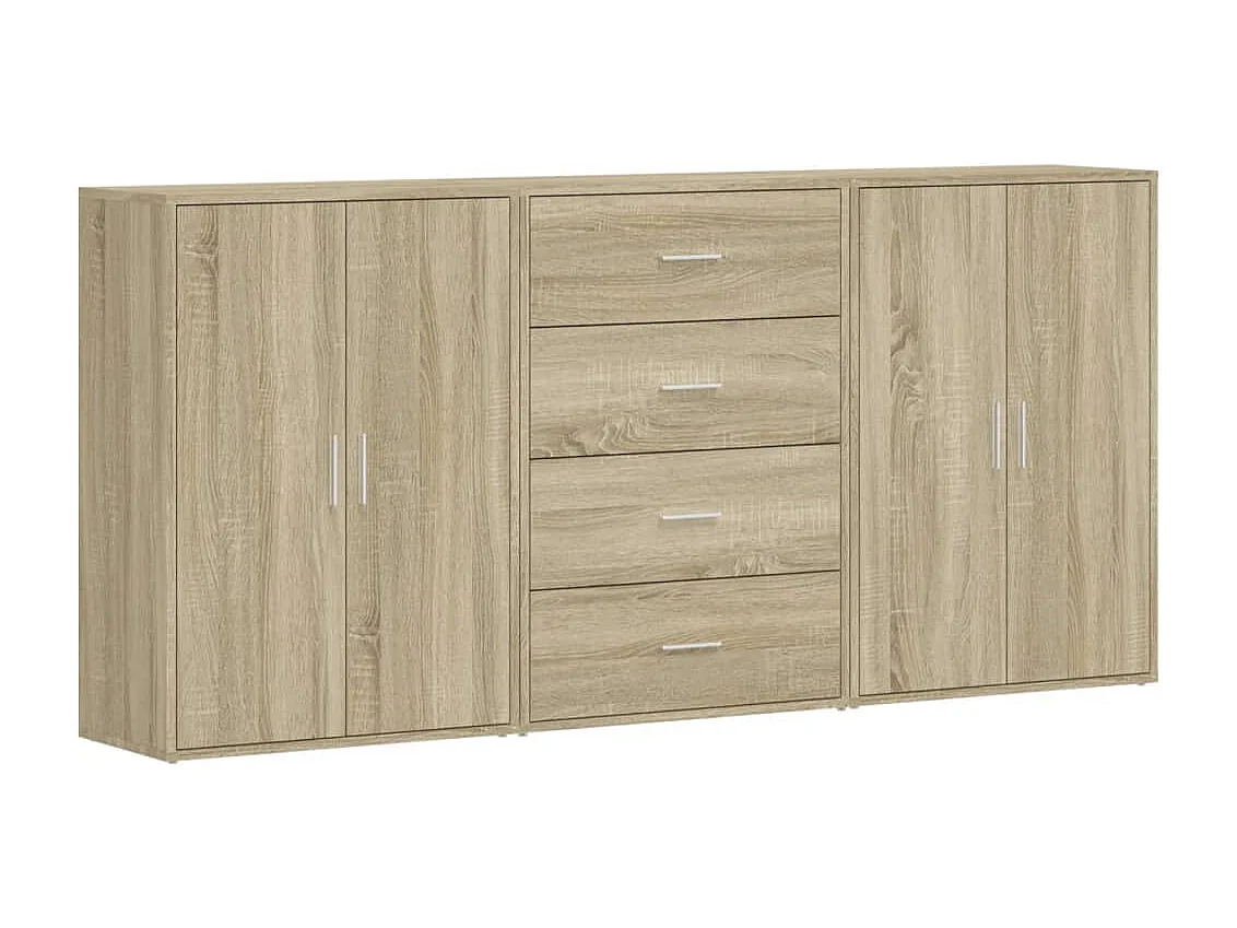 Aparadores 3 pcs 60x31x84 cm derivados madeira carvalho sonoma PT608727
