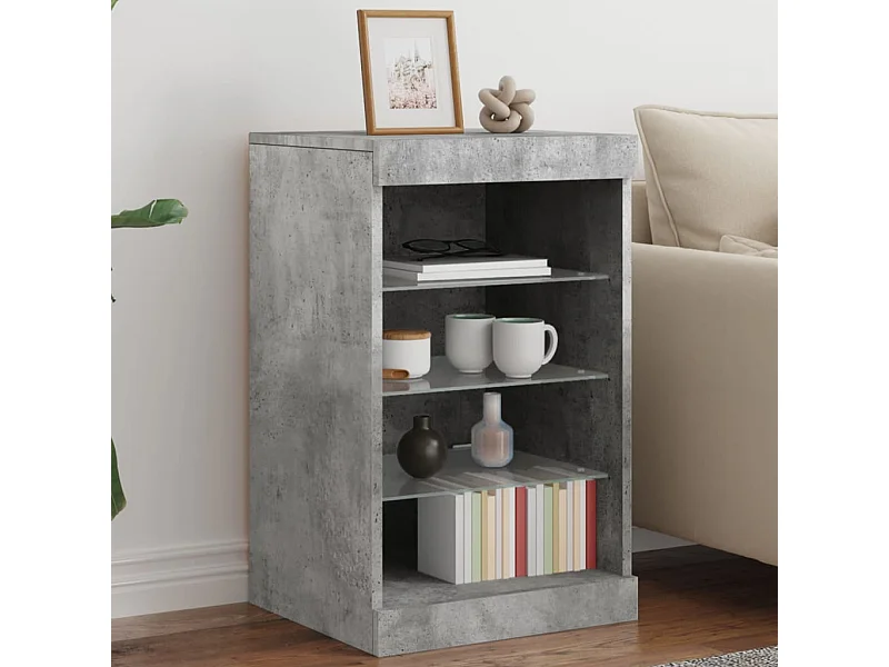 Buffet avec lumières LED gris béton 41x37x67 cm FR42103