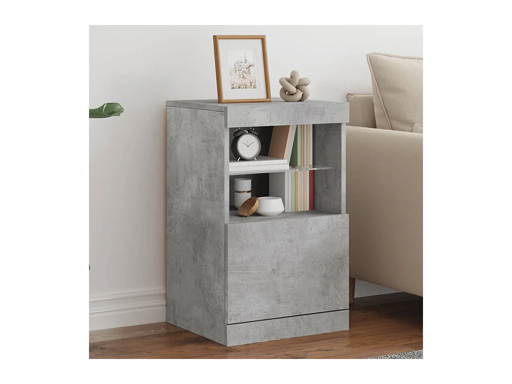 Buffet avec lumières LED gris béton 41x37x67 cm FR86289