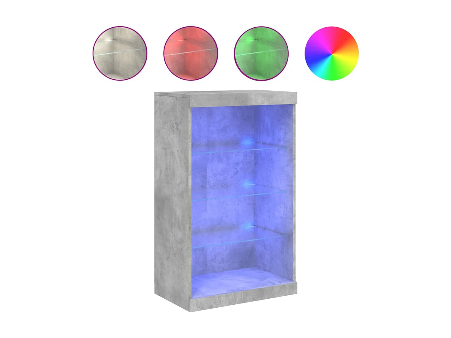 Buffet avec lumières LED gris béton 60,5x37x100 cm FR32462