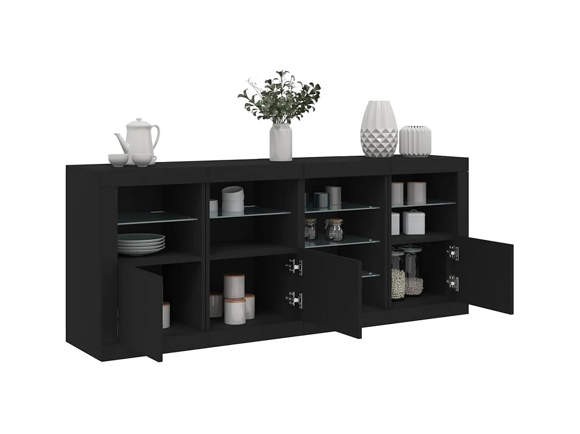 Buffet avec lumières LED noir 164x37x67 cm FR69539