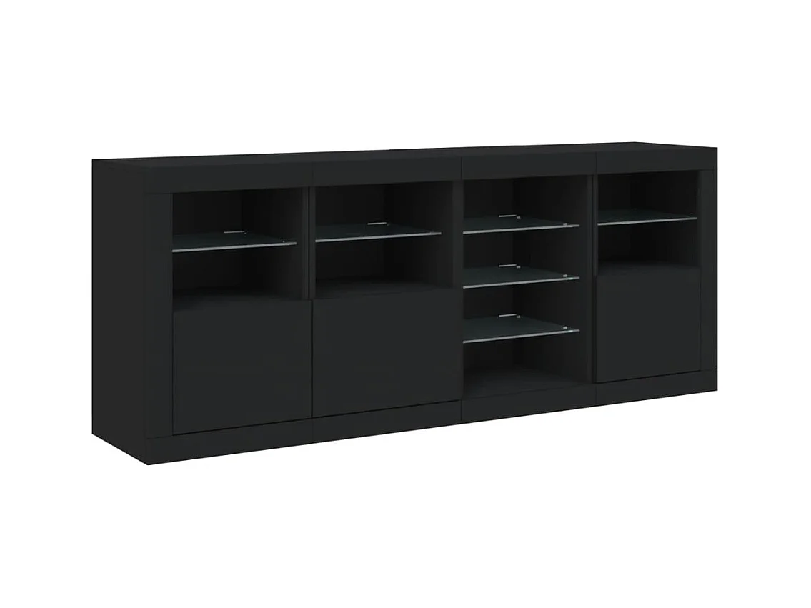 Buffet avec lumières LED noir 164x37x67 cm FR69539