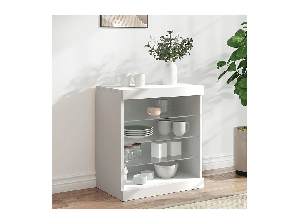 Buffet avec lumières LED blanc 60,5x37x67 cm FR63611