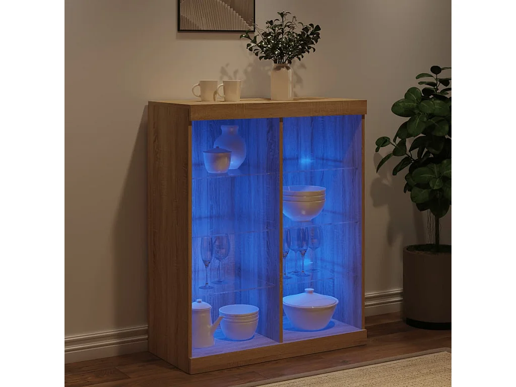 Aparador com luzes LED 81x37x100 cm carvalho sonoma PT886124