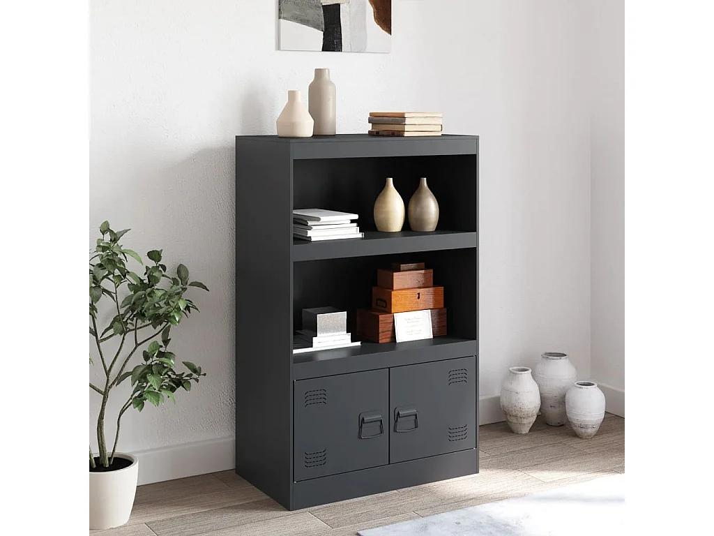 Buffet anthracite 67x39x107 cm acier FR19211