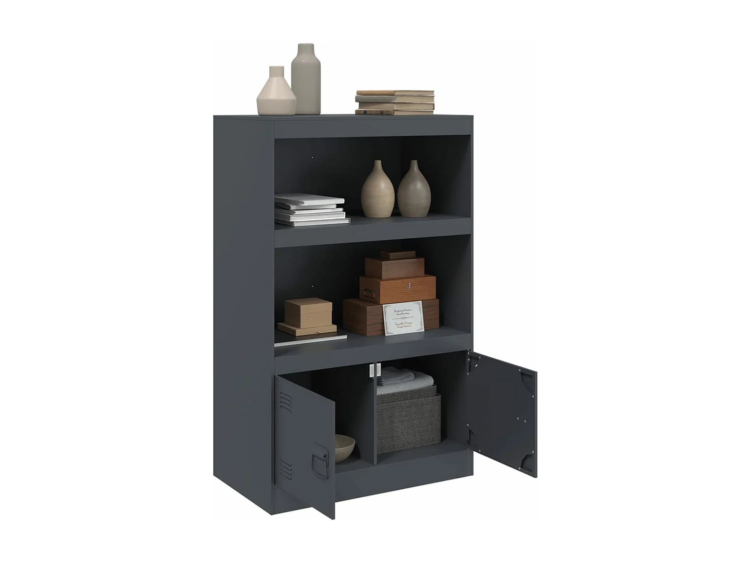 Buffet anthracite 67x39x107 cm acier FR19211