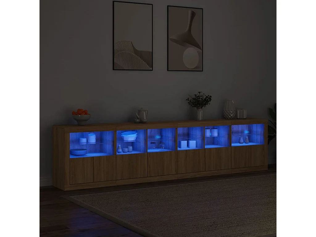Buffet avec lumières LED chêne sonoma 283x37x67 cm FR45551