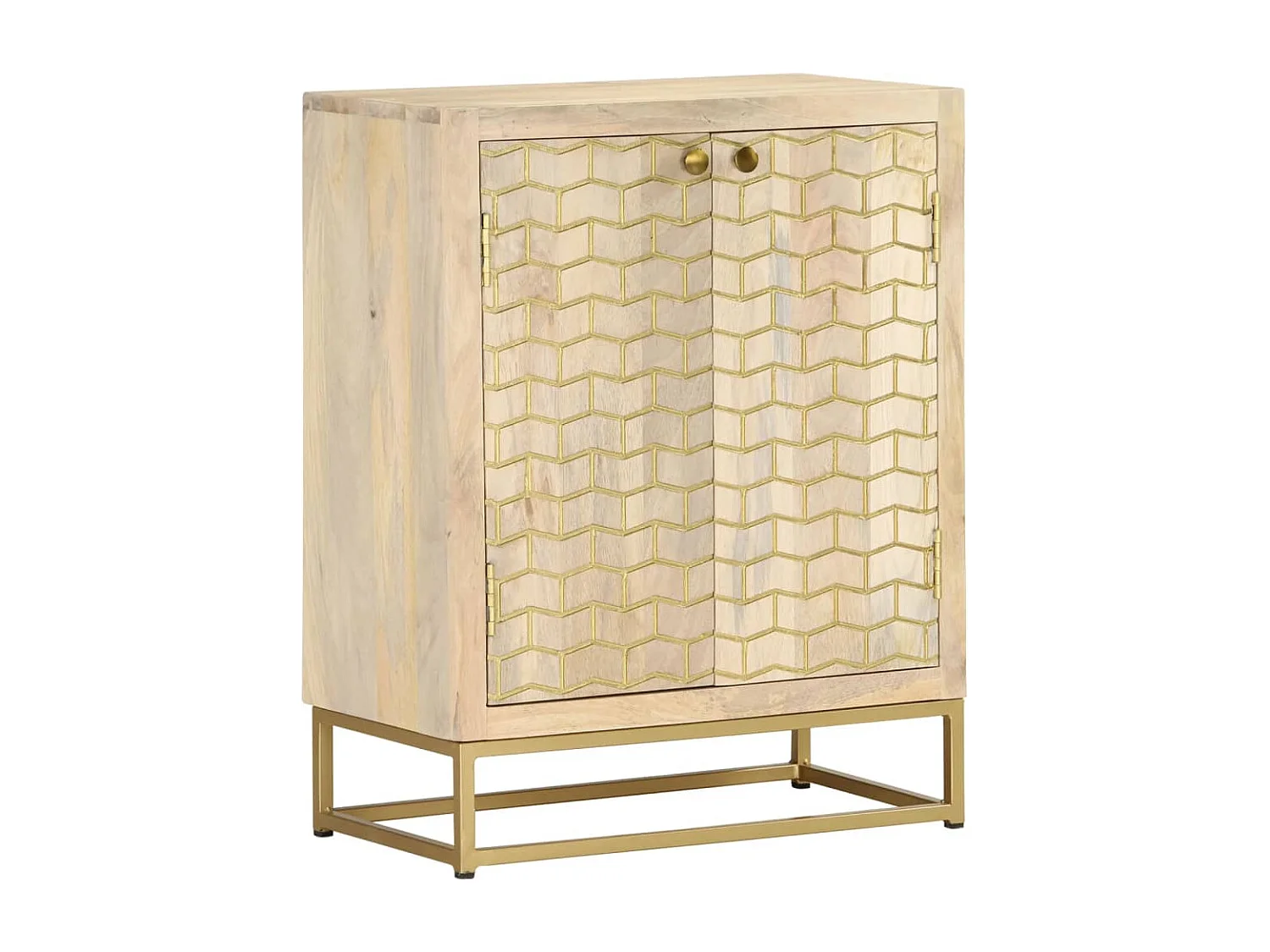 Aparador con 2 puertas madera maciza de mango 55x30x70 cm ES704514