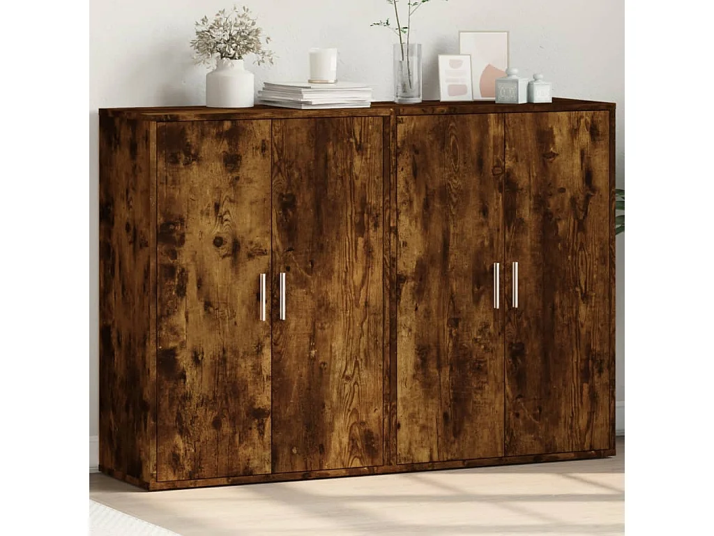 Buffets 2 pcs chêne fumé 60x31x84 cm bois d'ingénierie FR44630