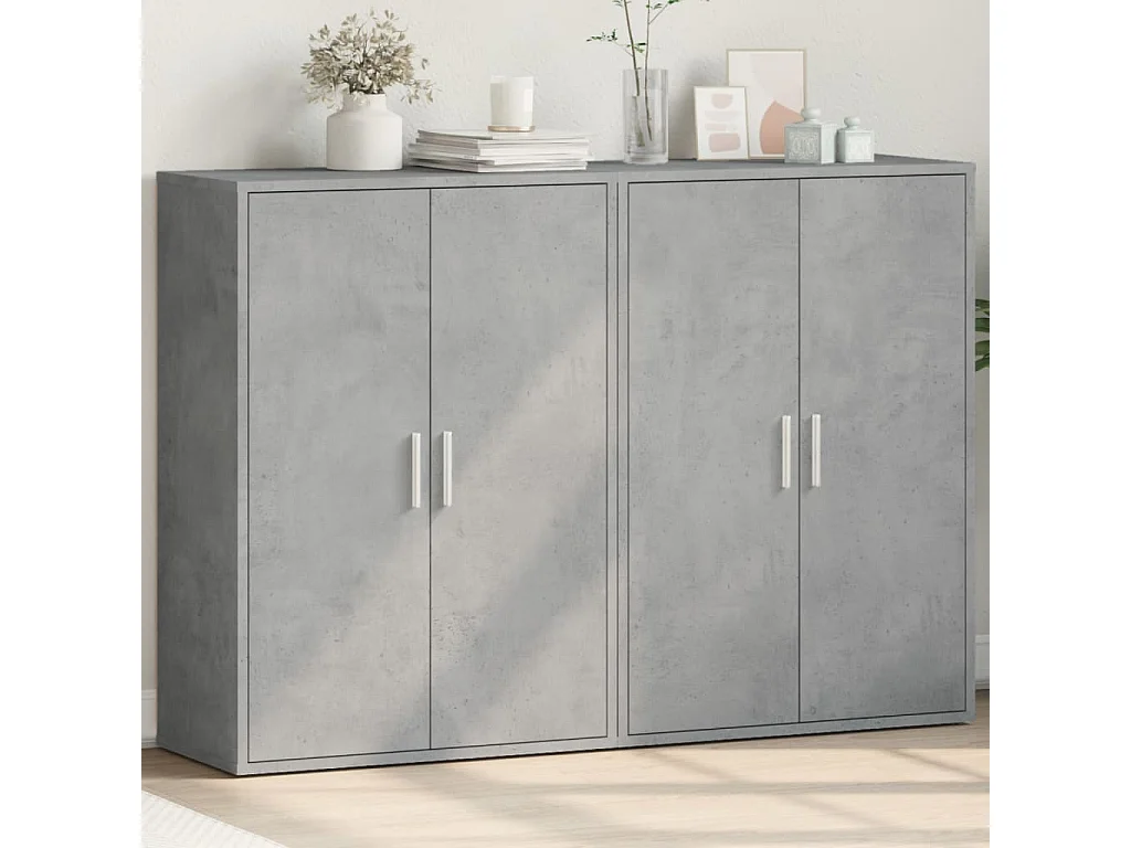 Dressoirs 2 st 60x31x84 cm bewerkt hout betongrijs BE617190