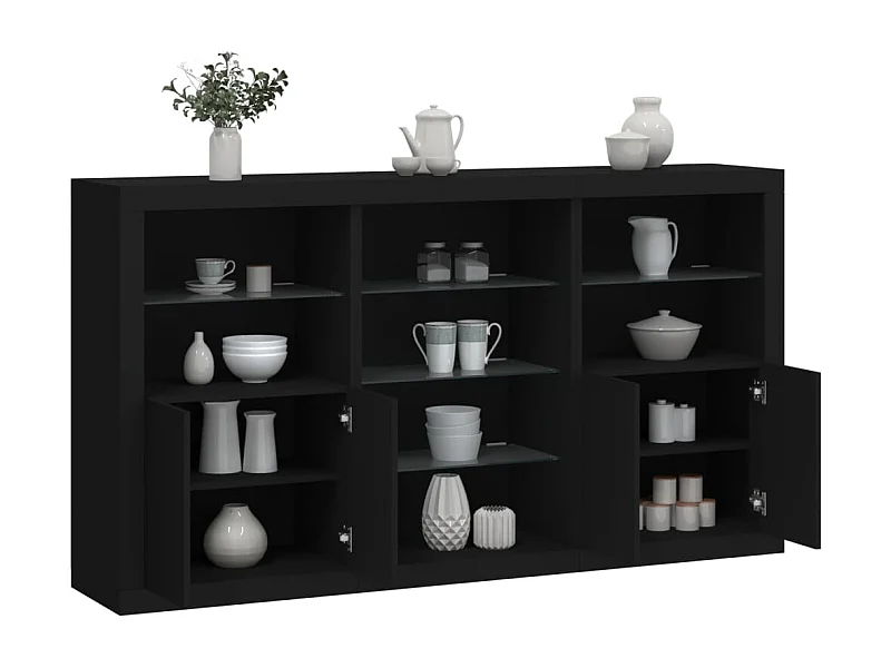 Aparador con luces LED negro 181,5x37x100 cm ES821009
