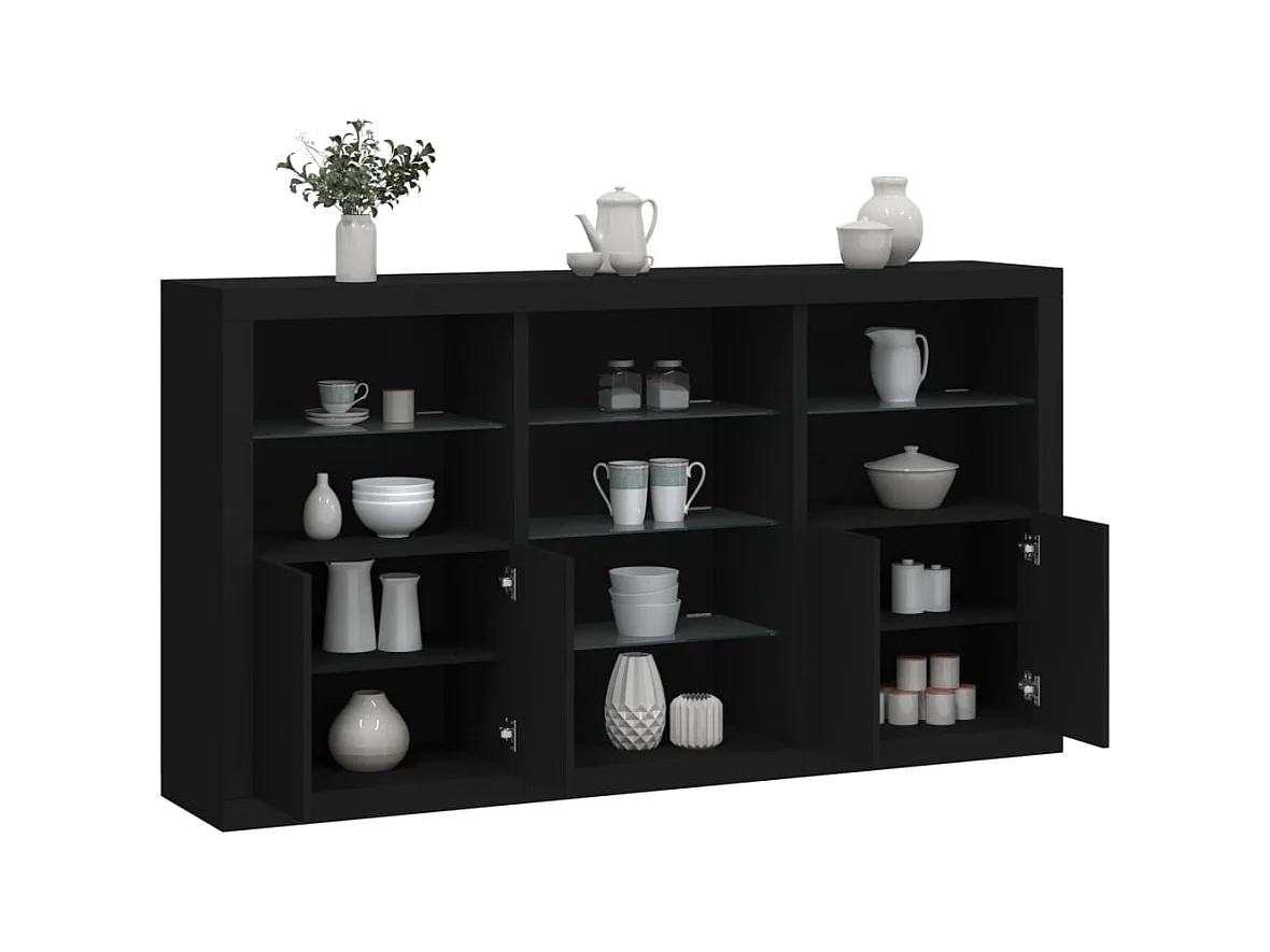 Buffet avec lumières LED noir 181,5x37x100 cm FR44087