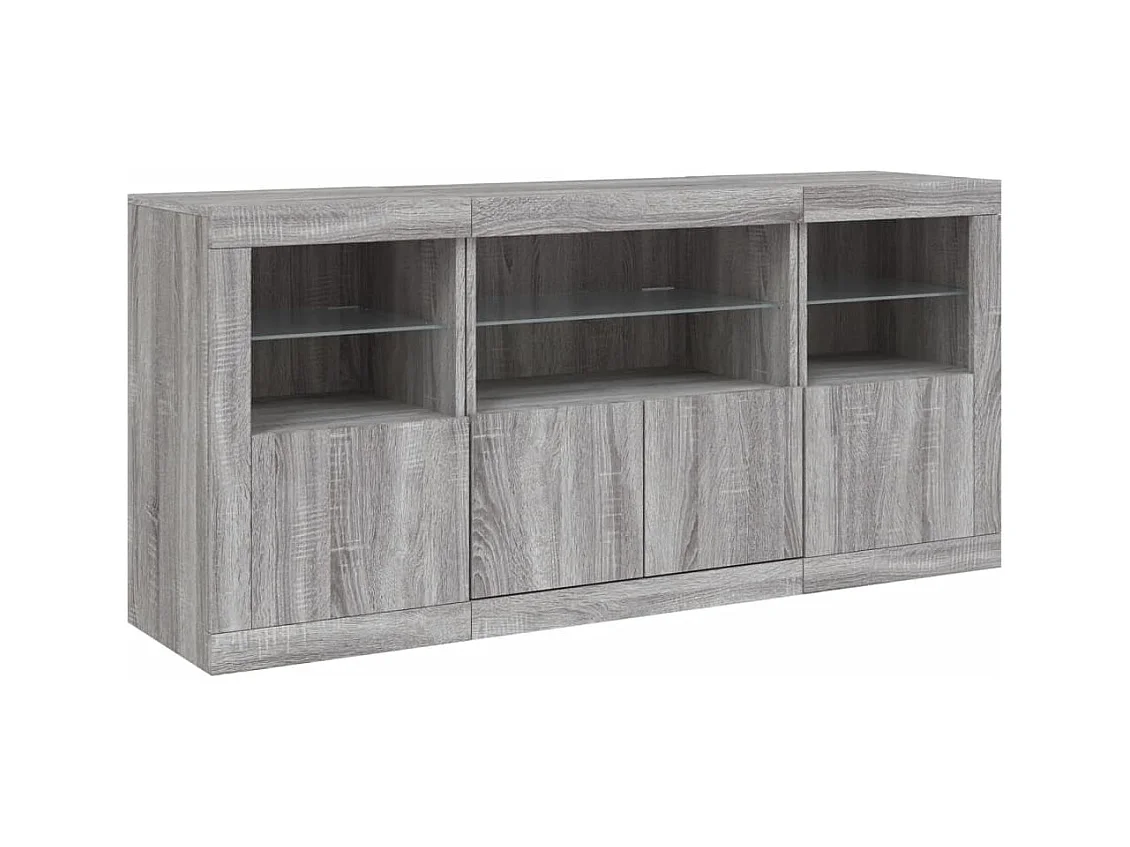 Dressoir met LED-verlichting 142,5x37x67 cm grijs sonoma BE951214