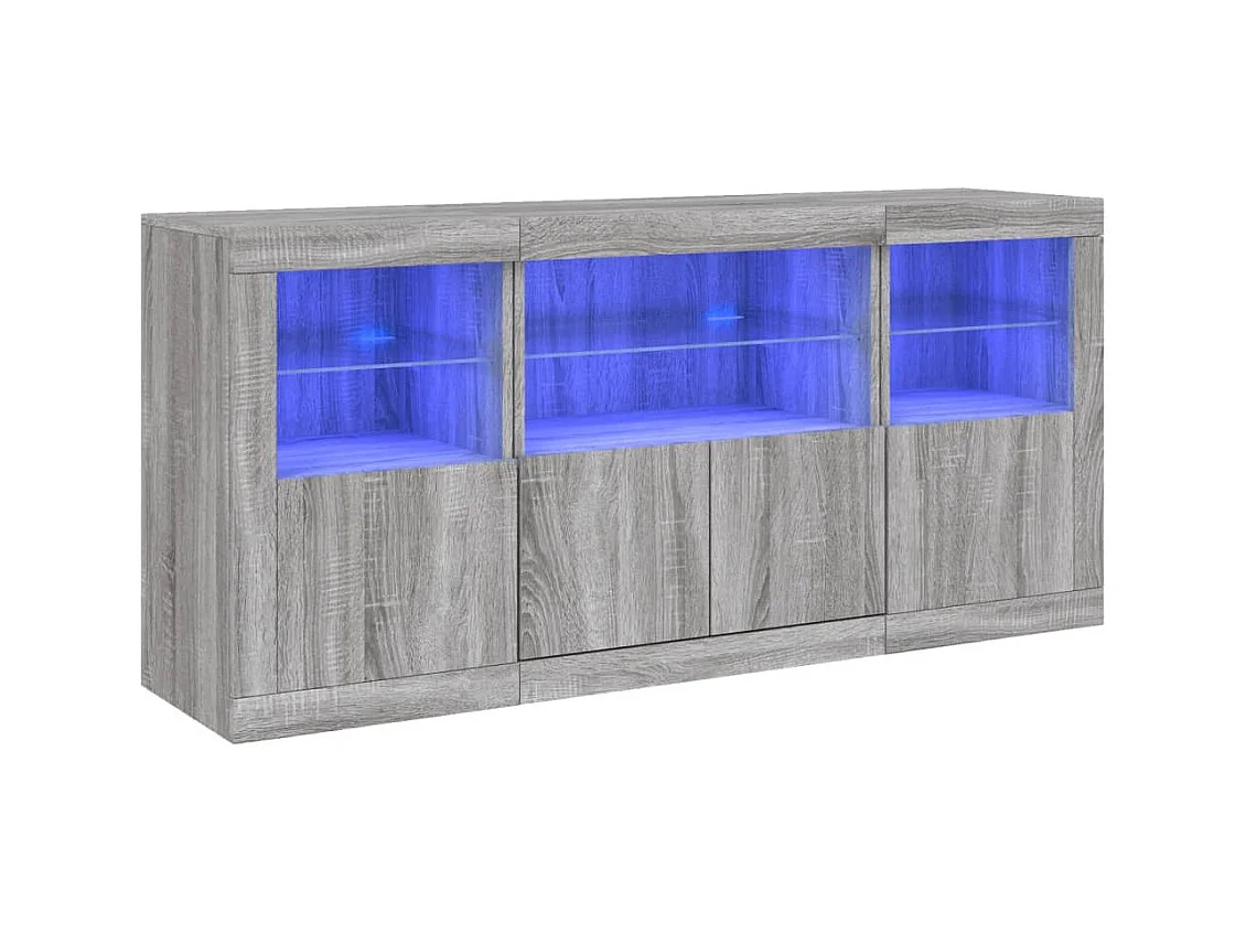 Dressoir met LED-verlichting 142,5x37x67 cm grijs sonoma BE951214