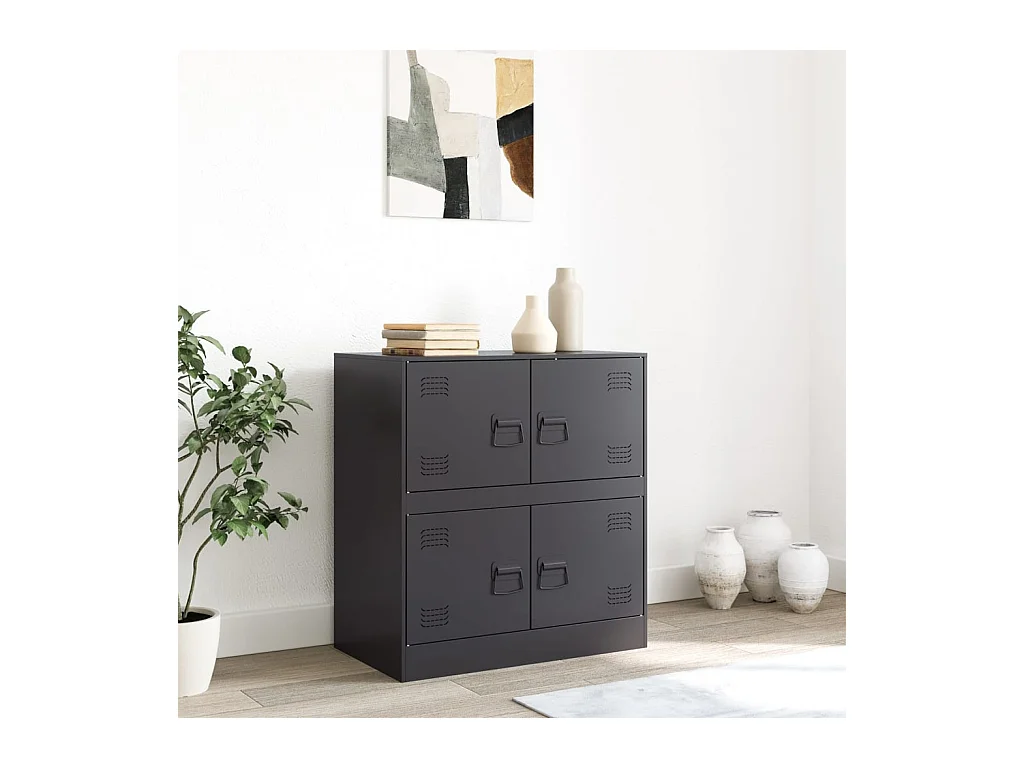 Buffet noir 67x39x73 cm acier FR91201