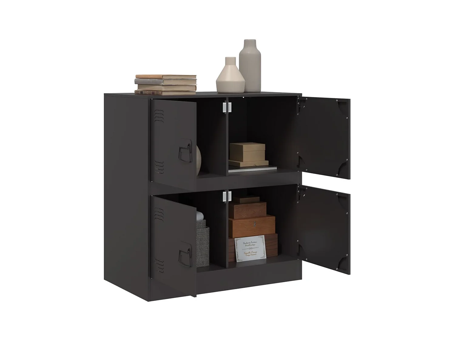Buffet noir 67x39x73 cm acier FR91201
