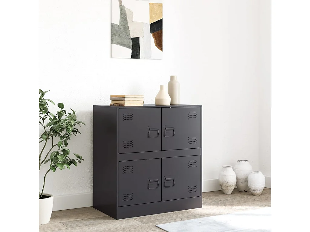 Buffet noir 67x39x73 cm acier FR91201