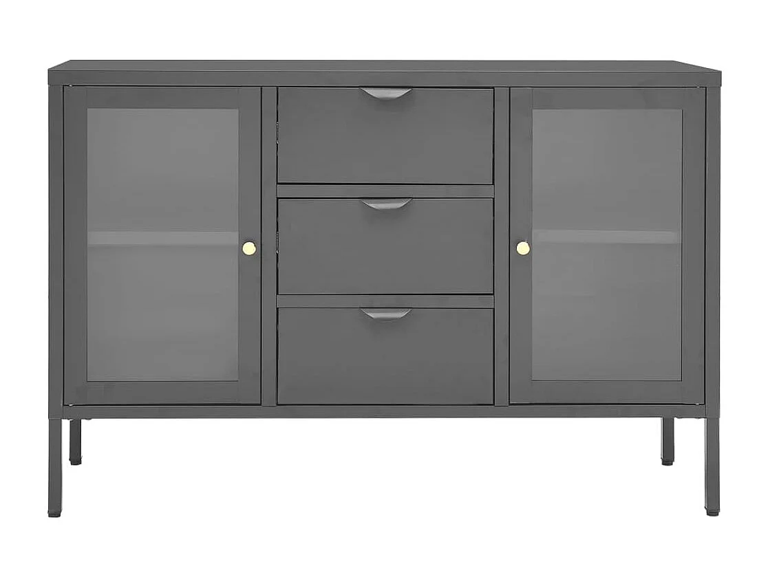 Aparador de acero y vidrio templado blanco 105x35x70 cm ES922312