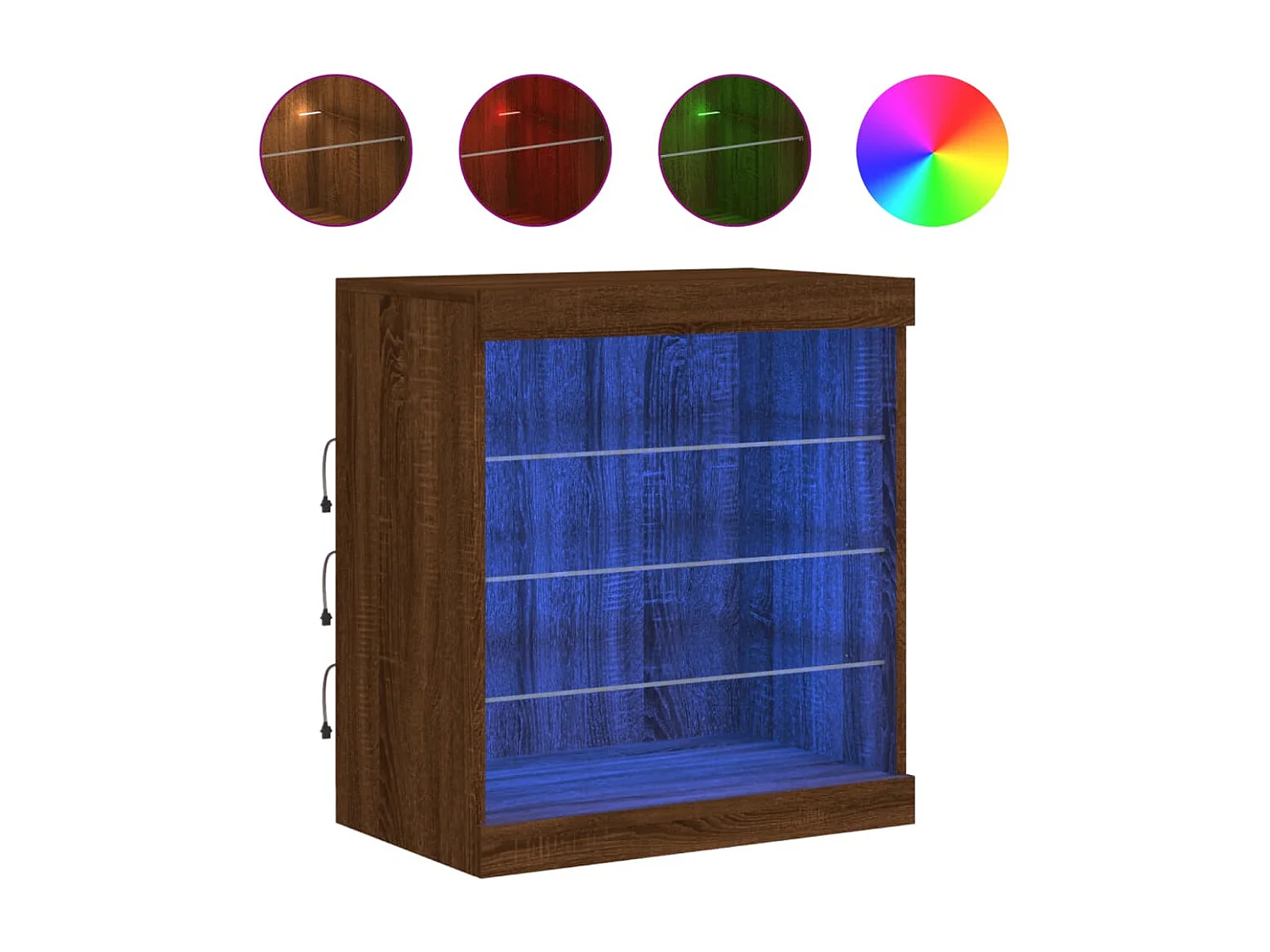 Buffet avec lumières LED chêne marron 60,5x37x67 cm FR72557