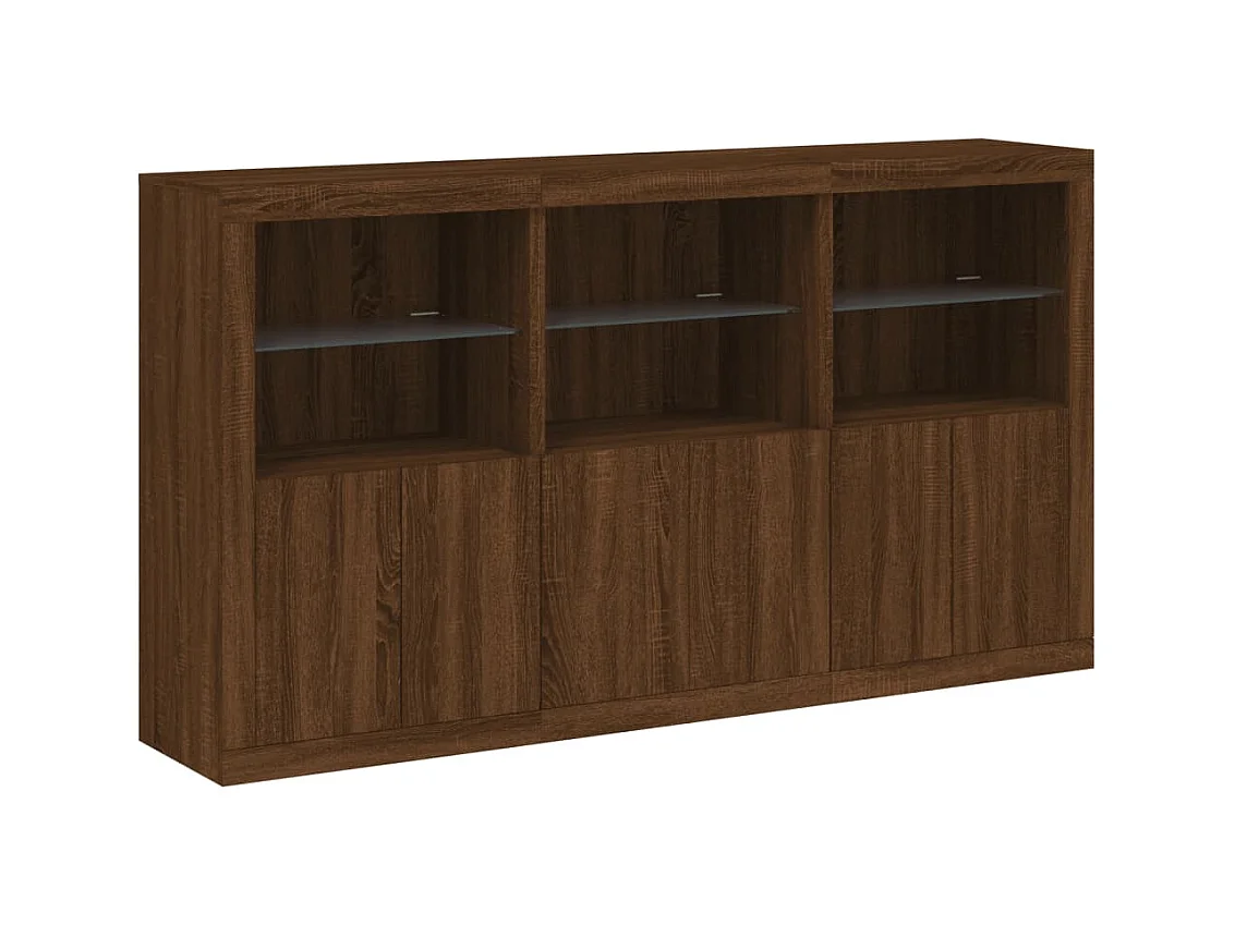 Buffet avec lumières LED chêne marron 181,5x37x100 cm FR11196
