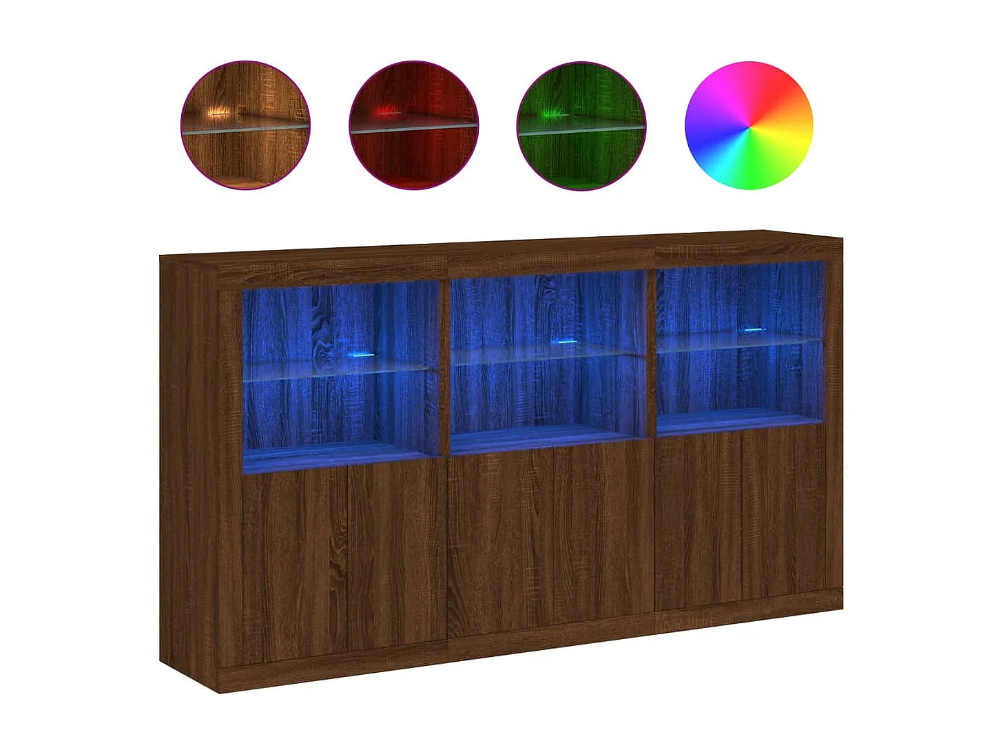Dressoir met LED-verlichting 181,5x37x100 cm bruin eikenkleur BE402990