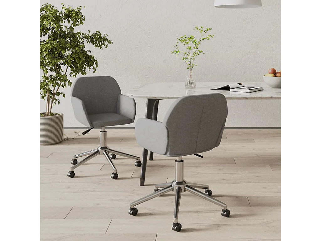 Eetkamerstoelen draaibaar 2 st stof lichtgrijs BE814725