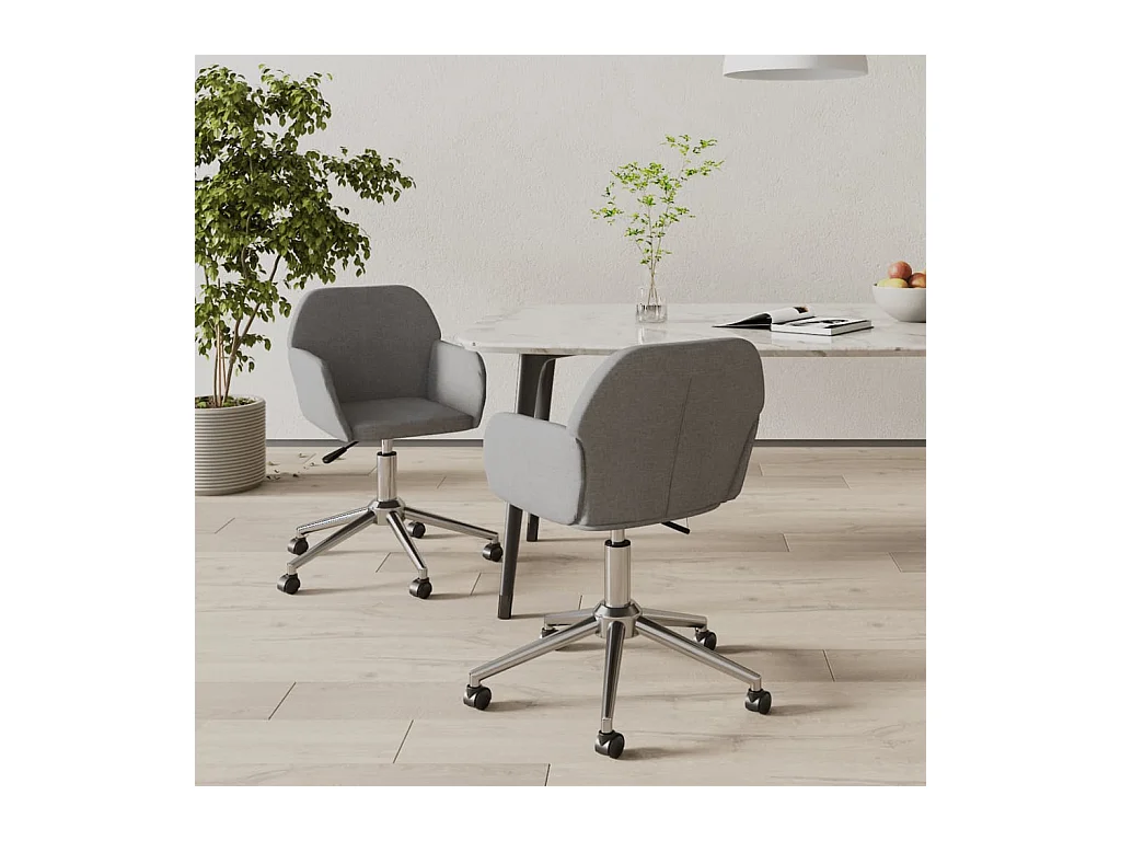Cadeiras de jantar giratórias 2 pcs tecido cinzento-claro PT262444